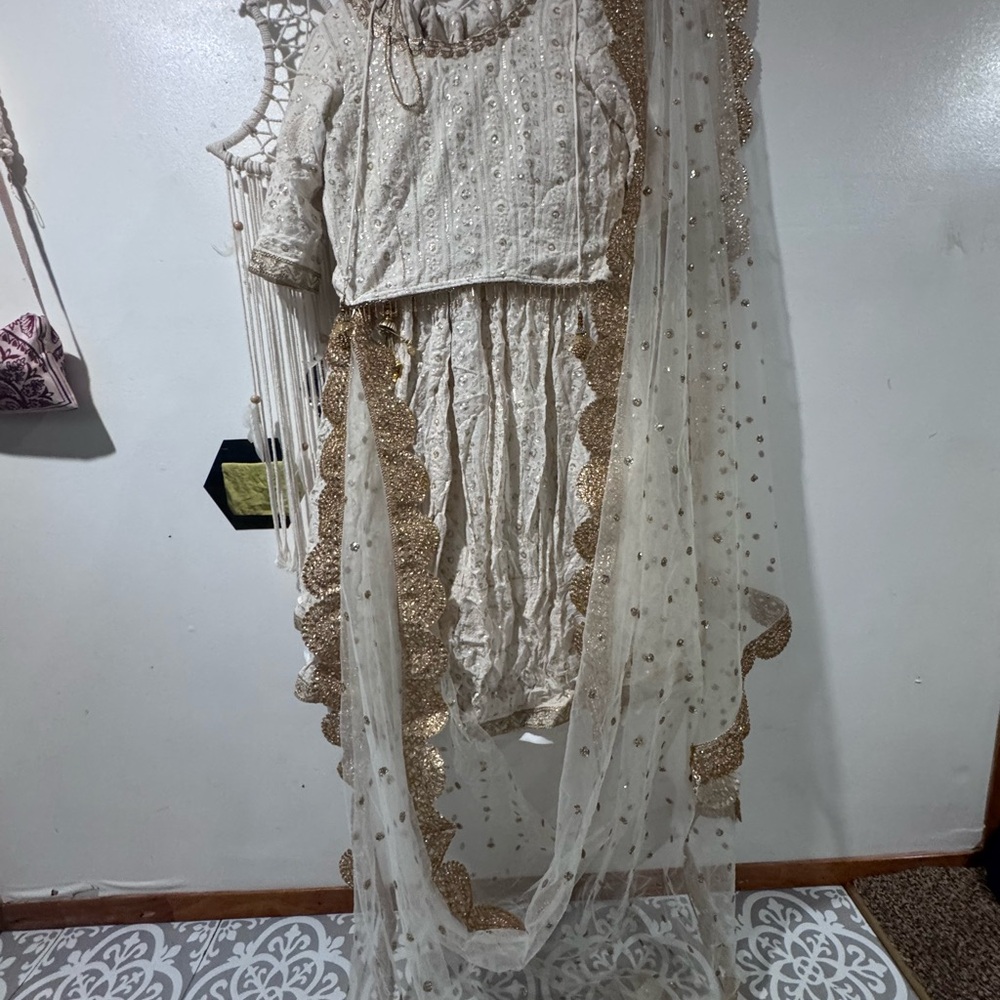 Elegant Cream and Gold Skirt Set - Picture 9 of 9